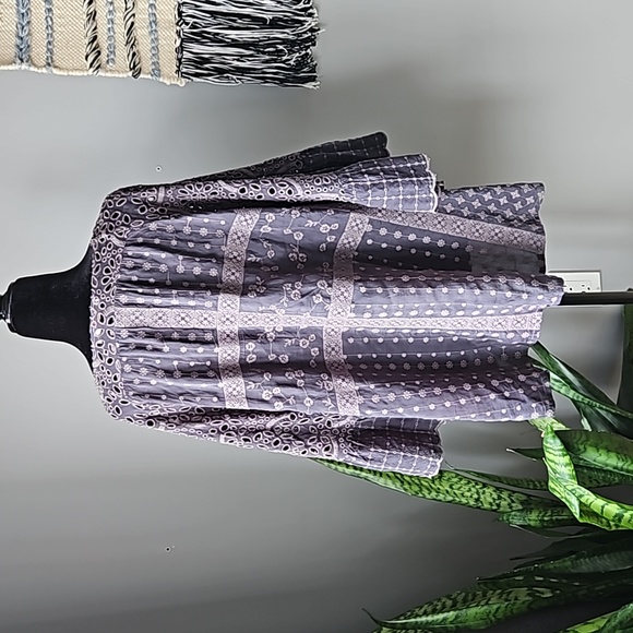 Johnny Was Plaid Ruffle Blouse in Graphite - Picture 6 of 8